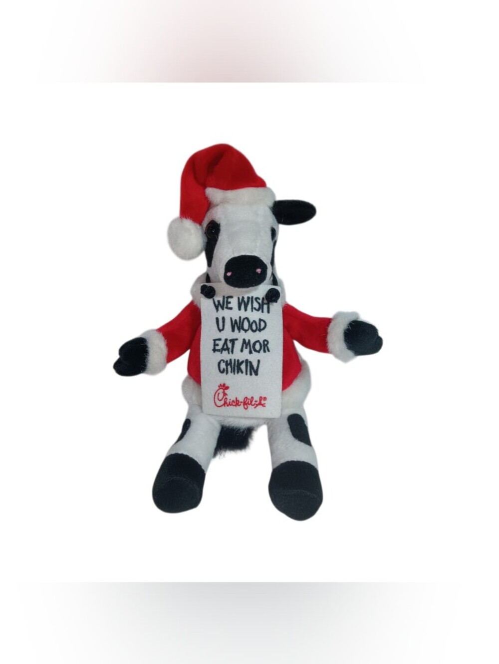 Chick-fil-A Holiday Cow Plush in Red and White Santa Outfit 2006